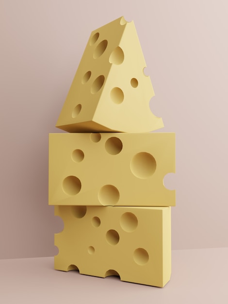 Rendering 3D Studio Shot Cartoon Cheese Product Display Background per snack chips e formaggio