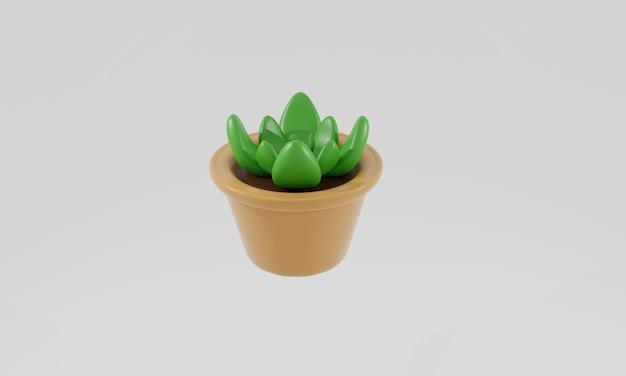 Rendering 3d succulento in un vaso di fiori Un'illustrazione 3d di piante domestiche