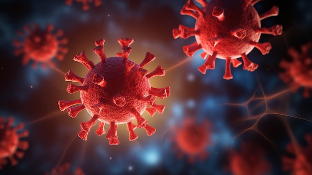 Rendering 3D sullo sfondo del coronavirus Covid-19