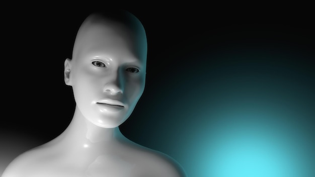 Rendering 3D Testa di cyborg umana