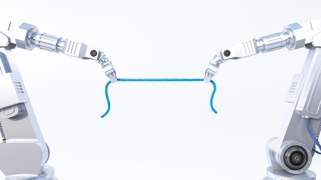 Rendering 3D, tiro alla fune tra bracci robotici