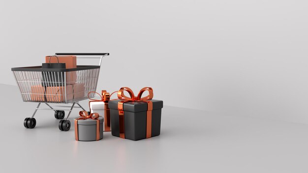 Rendering 3D Trolley vendita sconto podio Colore bianco