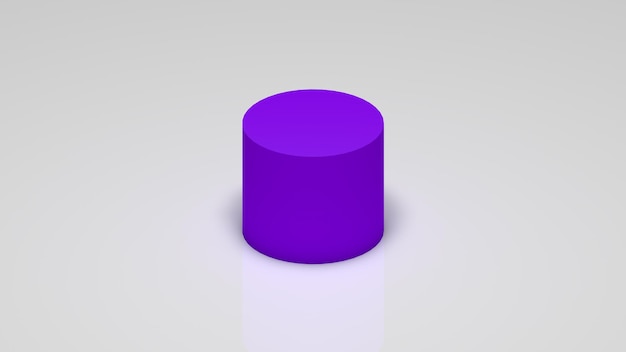 Rendering 3d, un cilindro viola su sfondo bianco