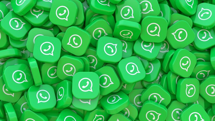 Foto rendering 3d un mucchio di badge quadrati whatsapp, vista dall'alto