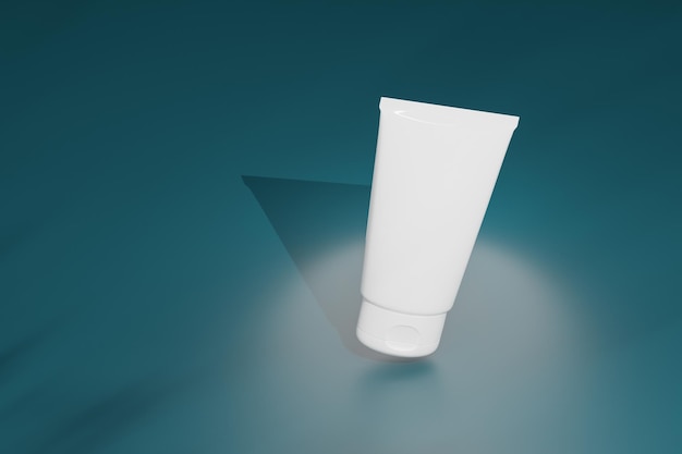 rendering 3d Un tubo bianco di cosmetici sfondo di colore verde Mockup