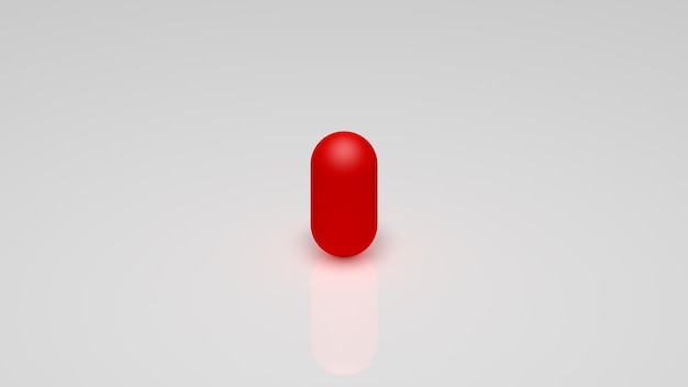 Rendering 3d, una capsula rossa su sfondo bianco