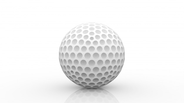 Rendering 3d. una nuova pallina da golf bianca con tracciato di ritaglio isolato su bianco.