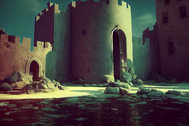 Rendering 3D Vecchio castello da favola