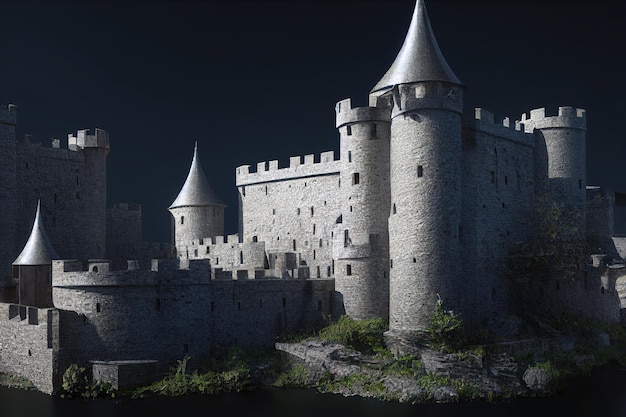Rendering 3D Vecchio castello da favola