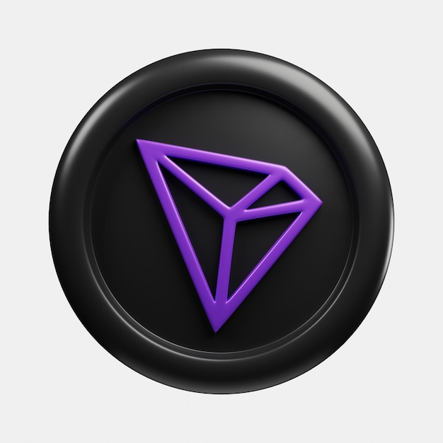 Rendering 3d vista frontale criptovaluta TRX o Tron moneta a colori personalizzata con stile cartone animato