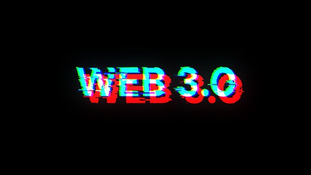 Rendering 3D WEB 30 testo con effetti di schermo di glitch tecnologici
