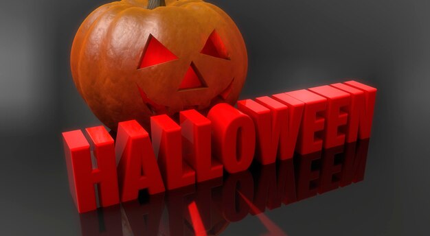 rendering 3d Zucca di Halloween illuminata