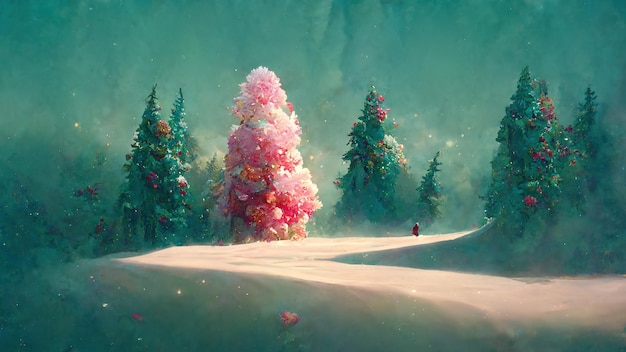 Rendering AI della foresta di Natale delle fate