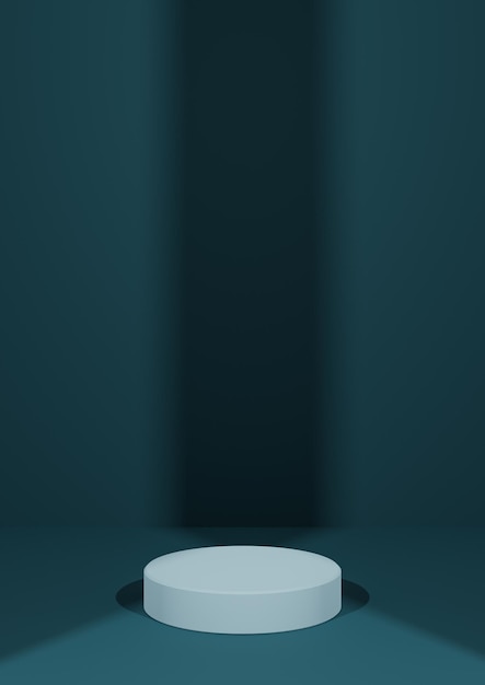 Rendering blu verde acqua minimo vuoto fotografia del prodotto display sfondo cilindro podio luce di supporto