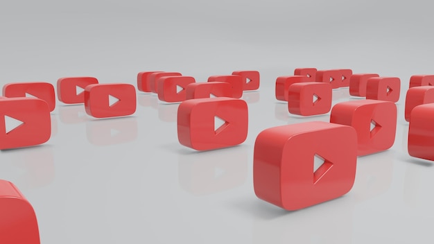 Rendering concettuale 3D di YouTube su bianco