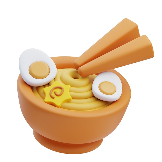 Rendering dell'illustrazione 3D dell'icona isolata di Ramen