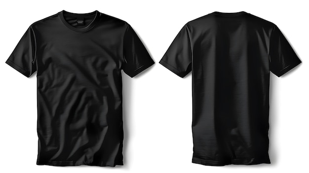 Rendering di alta qualità di una maglietta nera vuota davanti e dietro