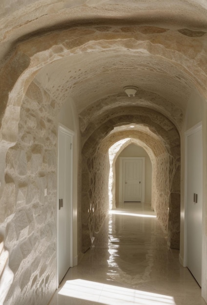 Rendering di interni fotorealistici 3D Architettura del corridoio di design per la casa contemporanea Foto Stock