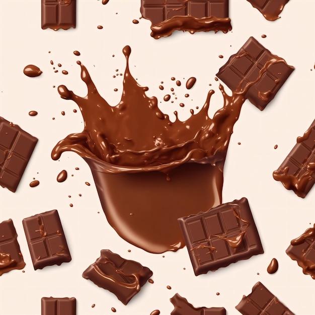 Rendering di spruzzi di cioccolato Generato con AI