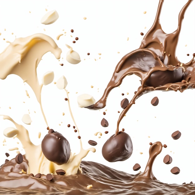 Rendering di spruzzi di cioccolato Generato con AI