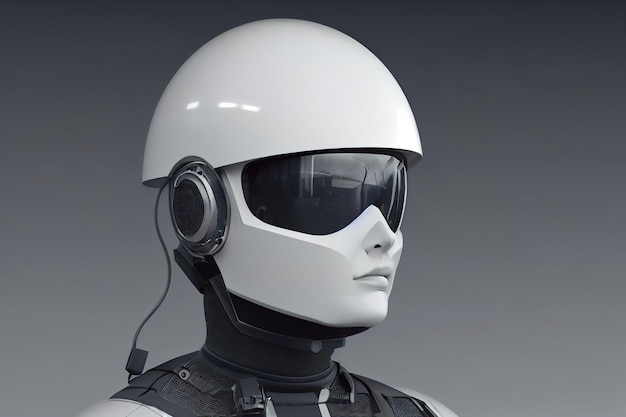 Rendering di un casco di sicurezza futuristico militare digitale.