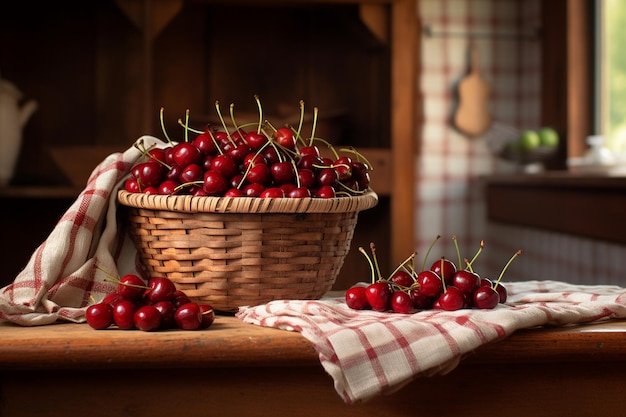 Rendering di una scena di cucina rustica con verdure appena raccolte generative di Ai