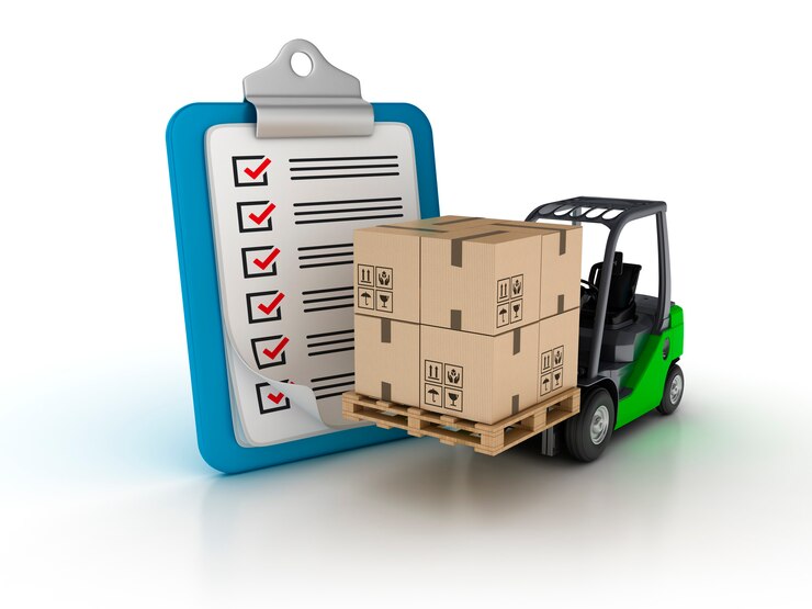 Rendering Illustration Of Clipboard with Forklift Truck