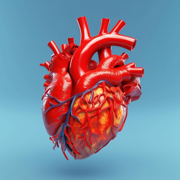 Rendering realistico dell'arte dell'illustrazione del cuore umano 3D