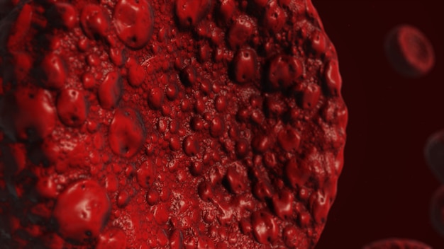 Rendering realistico di batteri nei colori rossi