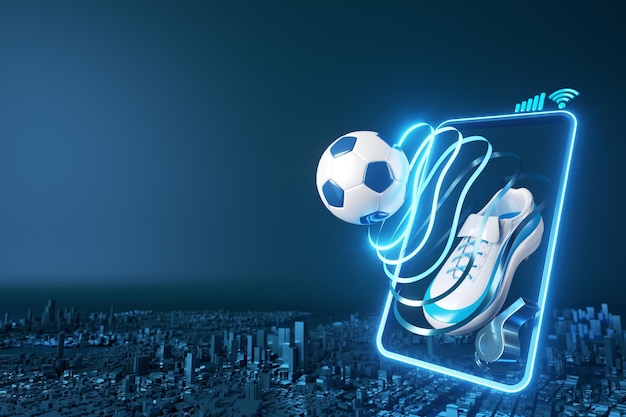 Rendering realistico di progettazione di oggetti di calcio 3d