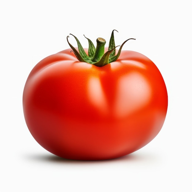 Rendering realistico di un grande pomodoro rosso su superficie bianca