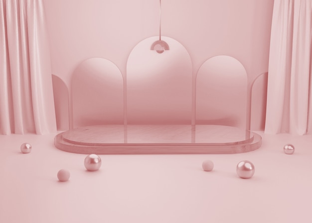 rendering Stand di prodotto podio display rosa pastello