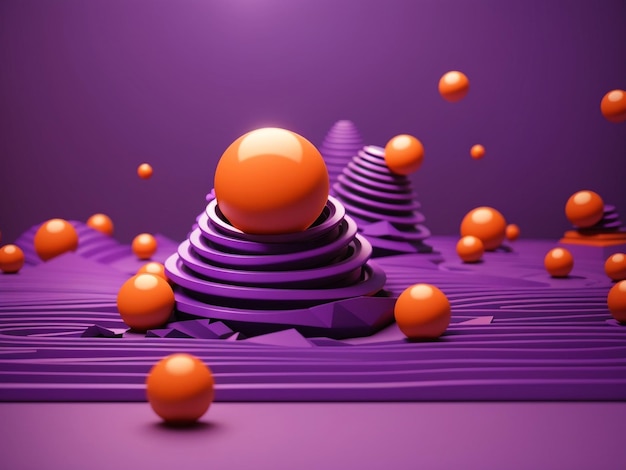Rendering tridimensionale della sfera arancione in movimento
