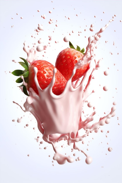 Rendi Strawberry Milk Splash una fotografia super realistica e ultra