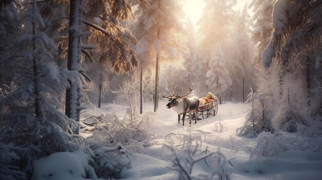 Renne in un bosco innevato