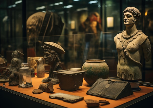 Reperti dell'antica Roma esposti in un museo