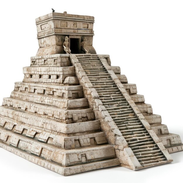 Replica in miniatura di Chichen Itza isolata su sfondo bianco