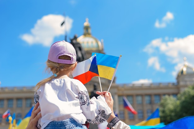 Repubblica ceca di Praga un'azione a sostegno dell'ucraina e gratitudine alla repubblica ceca per il loro