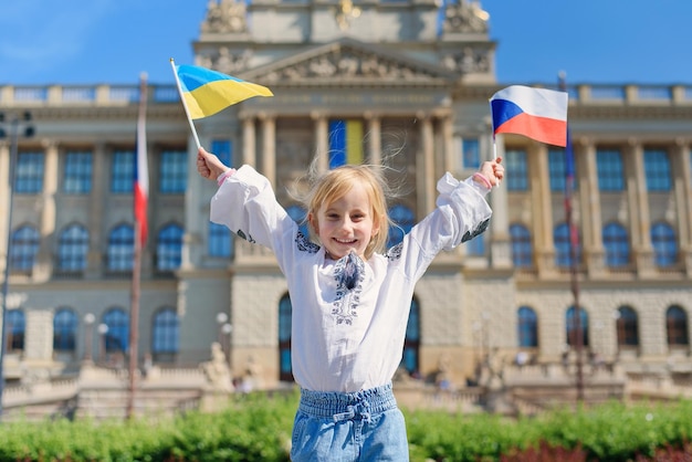 Repubblica ceca di Praga un'azione a sostegno dell'ucraina e gratitudine alla repubblica ceca per il loro