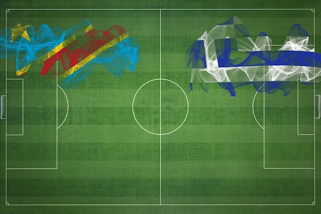 Repubblica Democratica del Congo vs Grecia Partita di calcio colori nazionali bandiere nazionali campo di calcio partita di calcio Concetto di concorrenza Copia spazio