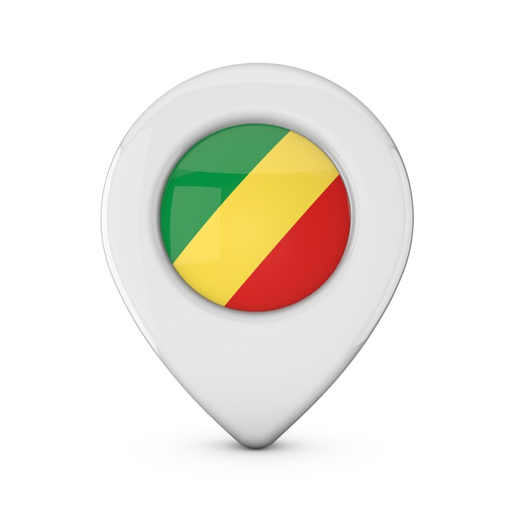 Photo republic of congo flag location marker icon 3d rendering