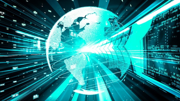 Rete globale futuristica e trasferimento tacito di dati digitali