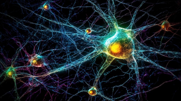 Rete neuronale in azione Un concetto di tecnologia futuristica