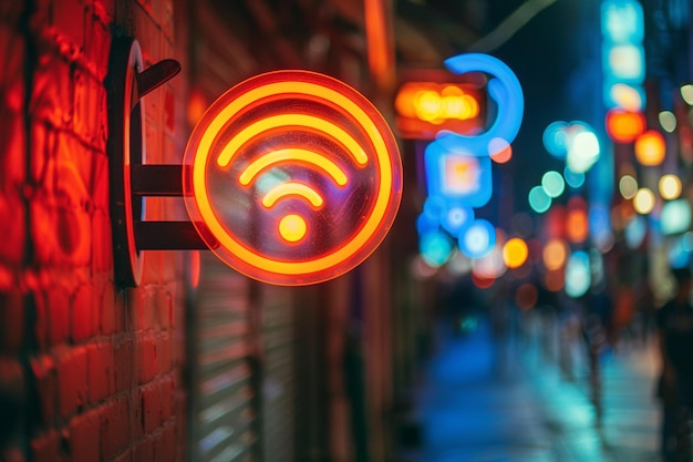 Rete Wi-Fi Simbolo di connessione a Internet Logo Cyber Speed Hotspot Contatto di servizio spaziale moderno