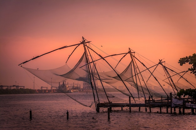 Reti da pesca a Kerala India del sud