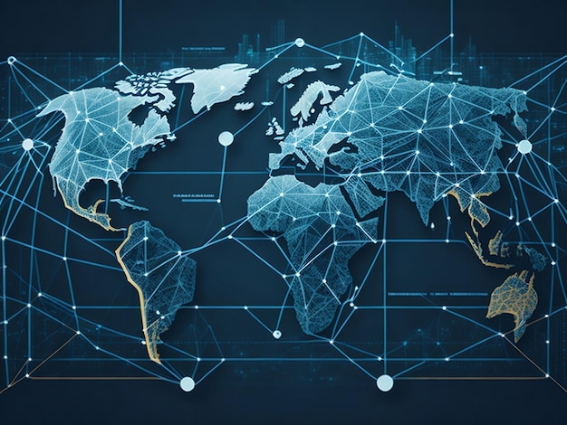 Reti globali connesse big data e banner aziendali