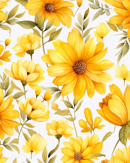 Reticoli senza giunte dell'acquerello di fiori gialli