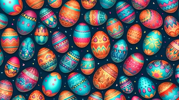 Reticolo delle uova di pasqua luminose ai generativo