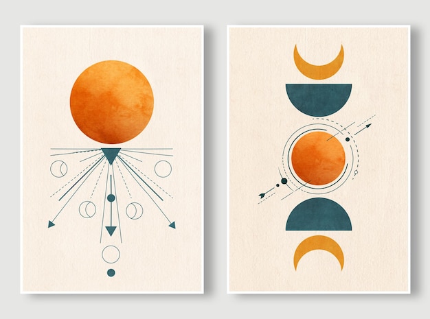 Reticolo di arte del sole e della luna dell'acquerello