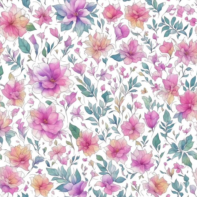 Reticolo di fiori di sfondo floreale dell'acquerello in colori pastello